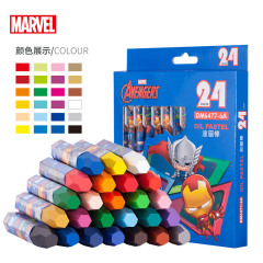  迪士尼(Disney)24色油画棒 儿童六角杆蜡笔 粗杆绘画笔套装 漫威系列